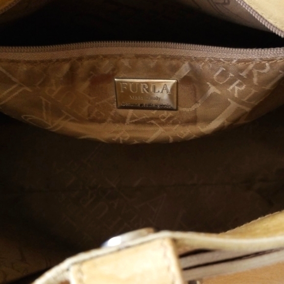 Furla Made In Italy Tan Leather Tote Satchel Handbag - Picture 4 of 8